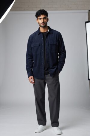 Men's 100% Cotton Single Jersey Overshirt – Black